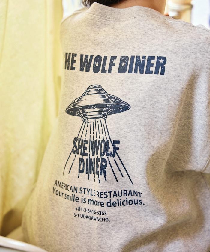 SHE WOLF DINER×FREAK'S STORE/海狼餐廳 聯名 大尺寸 後背印花 圓領衛衣 UFO