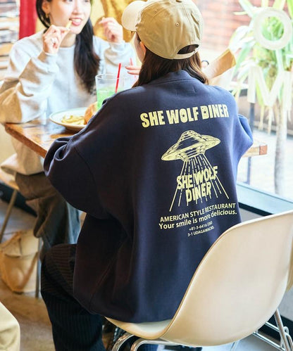 SHE WOLF DINER×FREAK'S STORE/海狼餐廳 聯名 大尺寸 後背印花 圓領衛衣 UFO