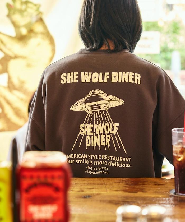 SHE WOLF DINER×FREAK'S STORE/海狼餐廳 聯名 大尺寸 後背印花 圓領衛衣 UFO