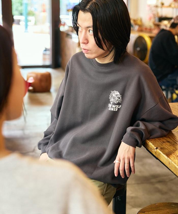 SHE WOLF DINER×FREAK'S STORE/海狼餐廳 聯名 大尺寸 後背印花 圓領衛衣 UFO