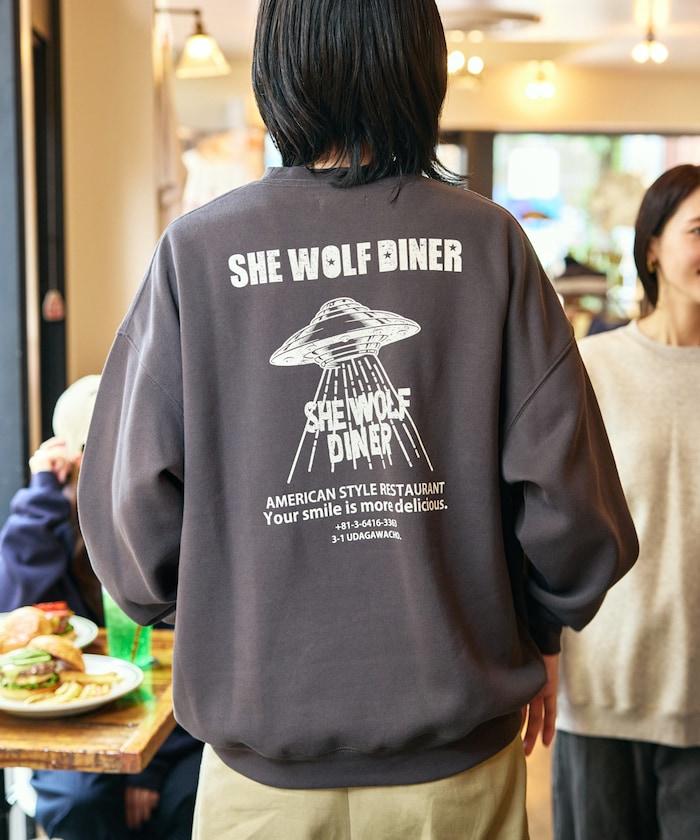 SHE WOLF DINER×FREAK'S STORE/海狼餐廳 聯名 大尺寸 後背印花 圓領衛衣 UFO