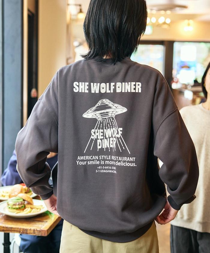 SHE WOLF DINER×FREAK'S STORE/海狼餐廳 聯名 大尺寸 後背印花 圓領衛衣 UFO