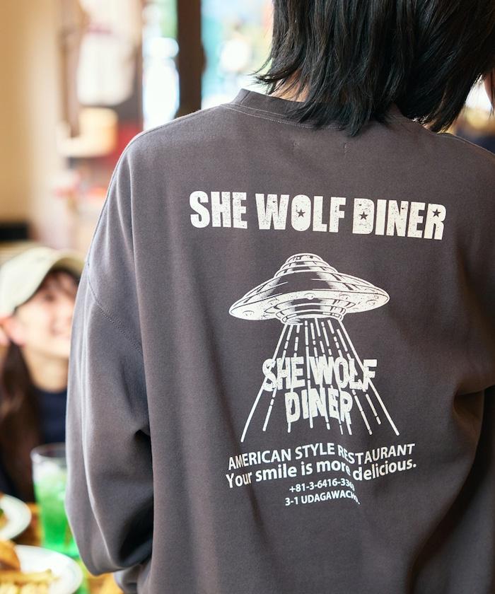 SHE WOLF DINER×FREAK'S STORE/海狼餐廳 聯名 大尺寸 後背印花 圓領衛衣 UFO