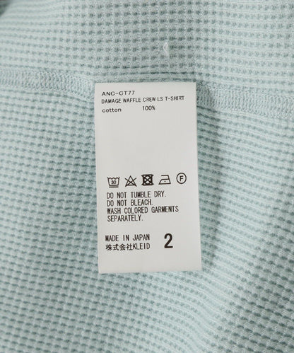 ANCELLM/安瑟爾姆/破損華夫餅圓領長袖T恤