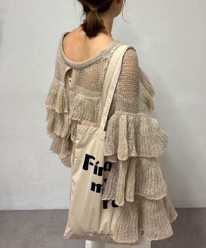 【顯色效果◎】荷葉邊針織衫