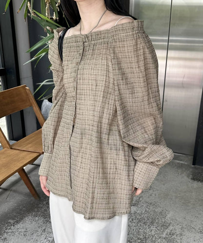透視格紋襯衫