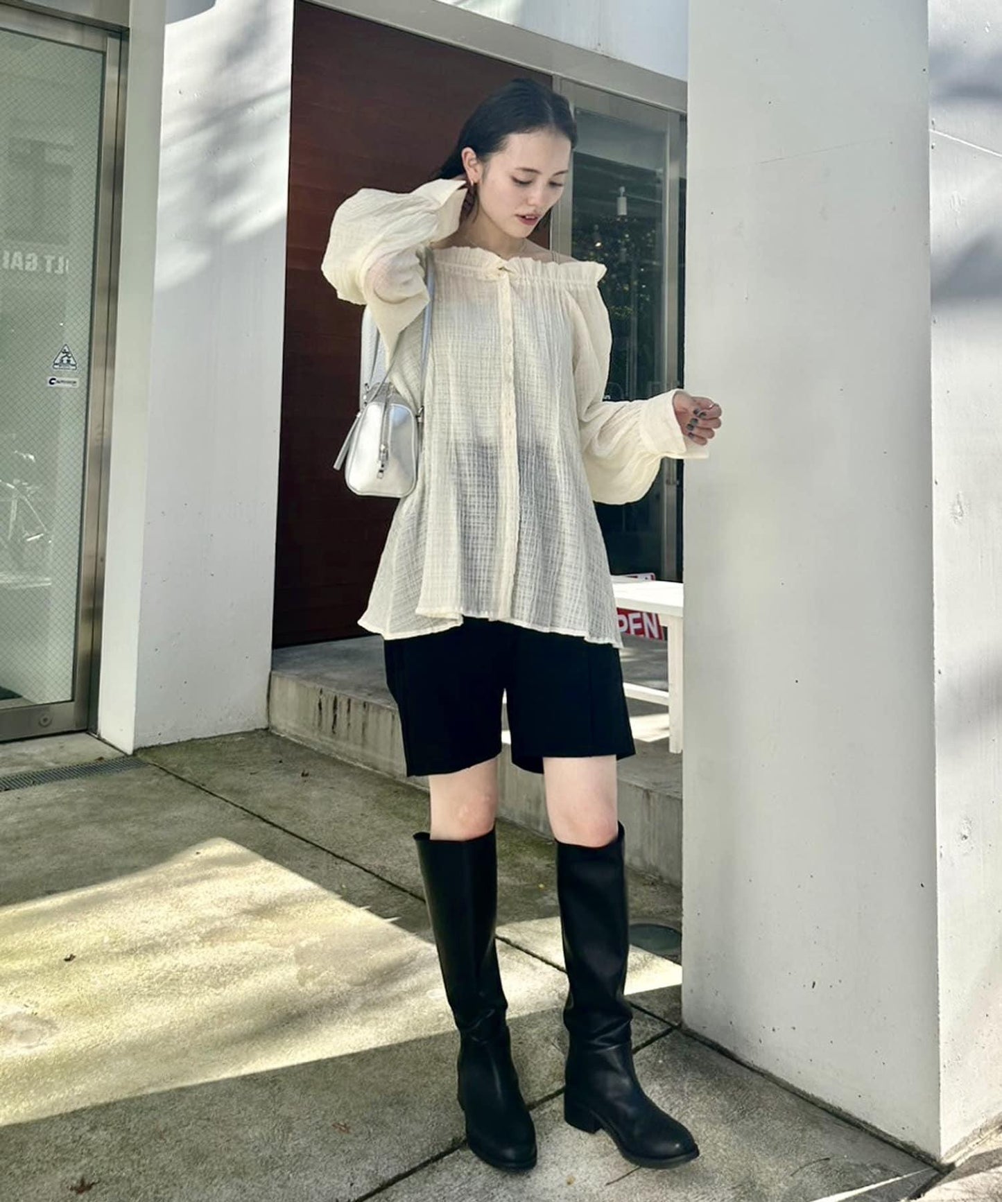透視格紋襯衫