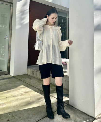 透視格紋襯衫