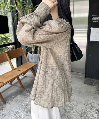 透視格紋襯衫