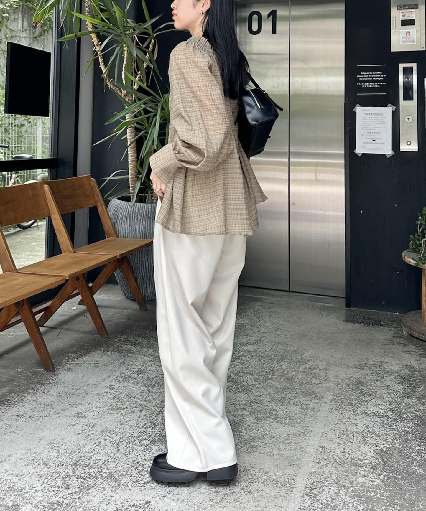透視格紋襯衫