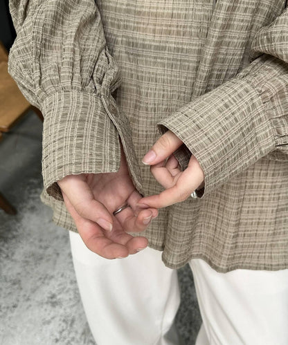 透視格紋襯衫