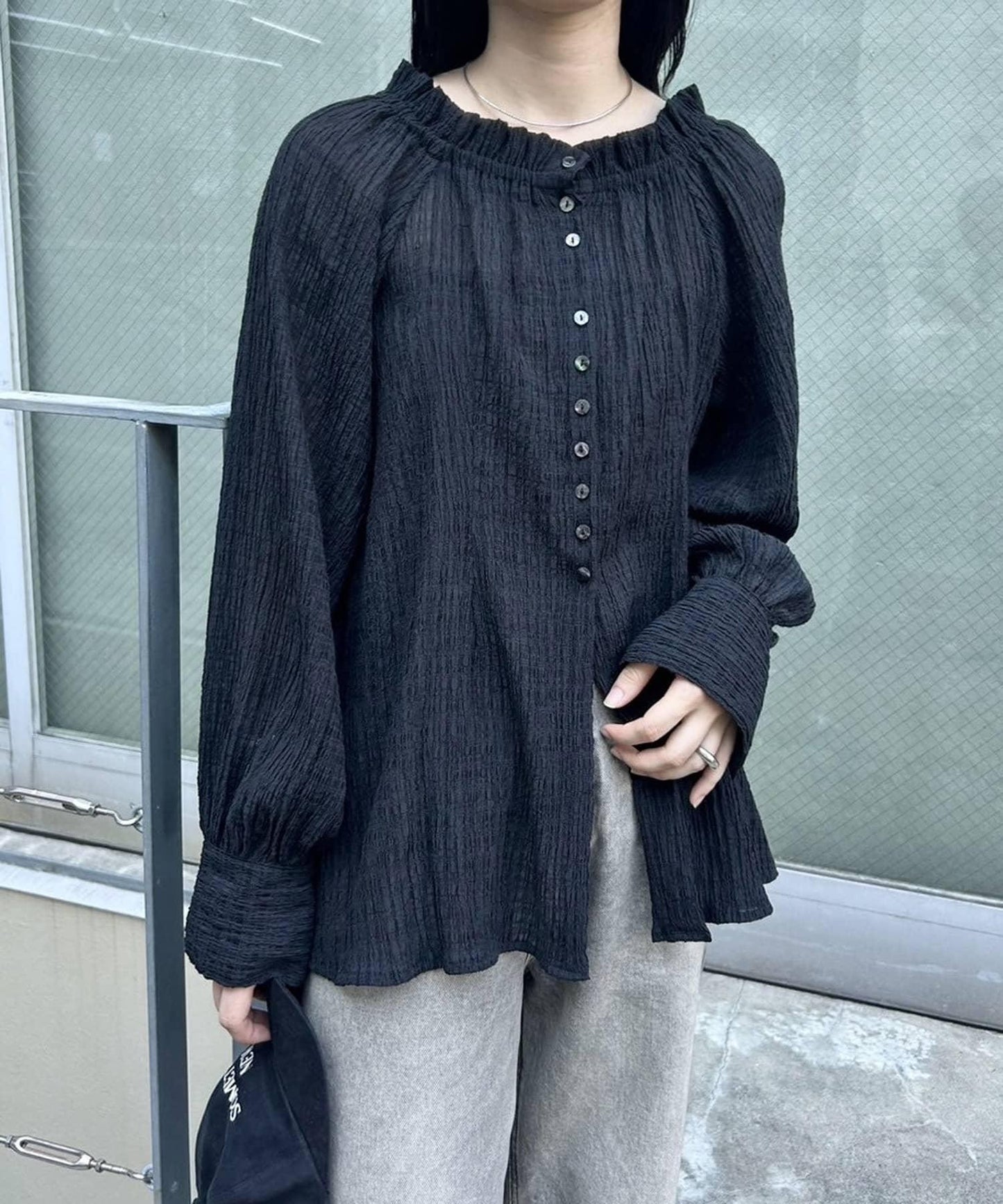 透視格紋襯衫