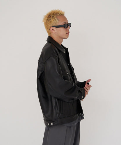 【數量限定】【RAXA】皮革牛仔夾克