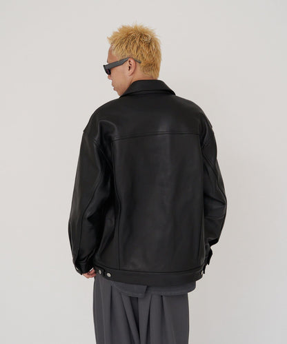 【數量限定】【RAXA】皮革牛仔夾克