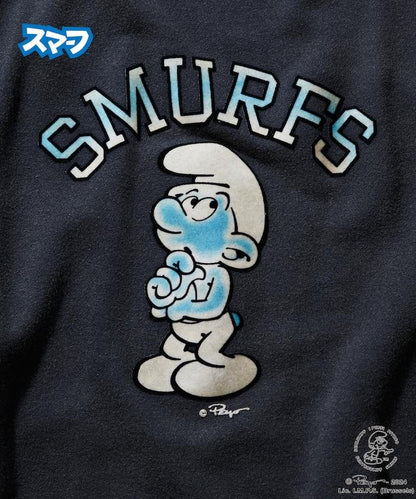 輕鬆休閒版 SMURFS 絨毛印花 圓領衛衣