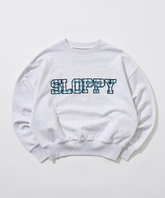 【SLOPPY/斯洛比】格紋刺繡logo毛衣crew