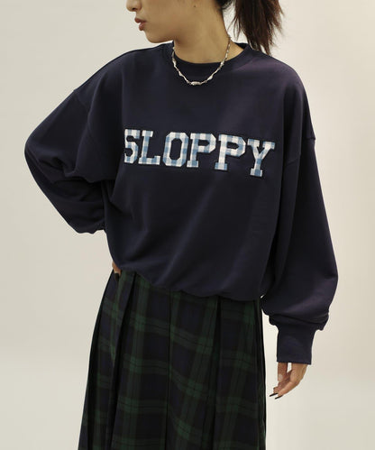 【SLOPPY/斯洛比】格紋刺繡logo毛衣crew