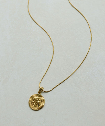 《金屬過敏適用/不鏽鋼》蛇骨鏈×硬幣項鍊