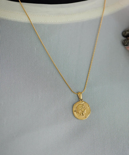 《金屬過敏適用/不鏽鋼》蛇骨鏈×硬幣項鍊