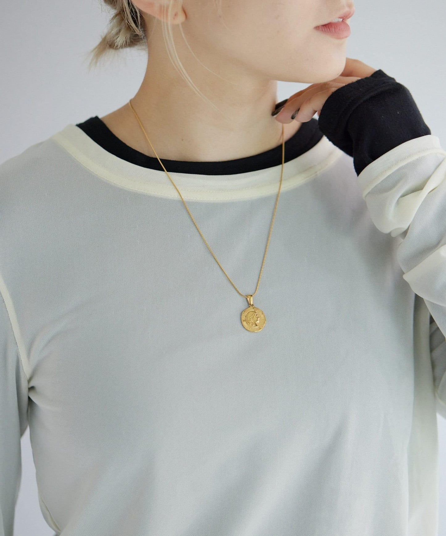 《金屬過敏適用/不鏽鋼》蛇骨鏈×硬幣項鍊