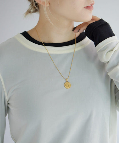 《金屬過敏適用/不鏽鋼》蛇骨鏈×硬幣項鍊