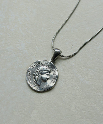 《金屬過敏適用/不鏽鋼》蛇骨鏈×硬幣項鍊