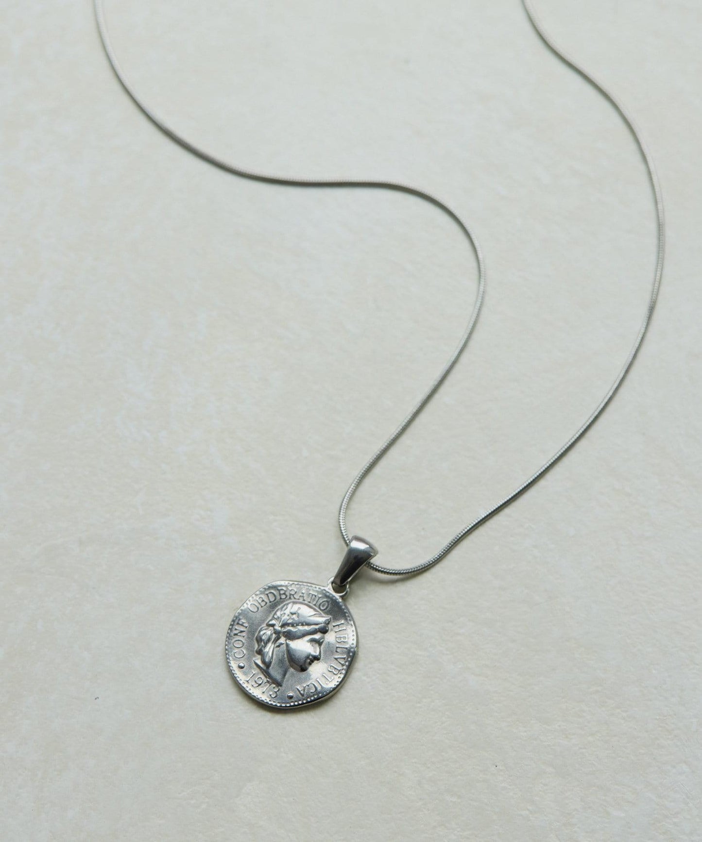 《金屬過敏適用/不鏽鋼》蛇骨鏈×硬幣項鍊