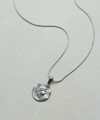 《金屬過敏適用/不鏽鋼》蛇骨鏈×硬幣項鍊