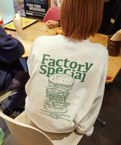 Burger Factory×FREAK'S STORE 漢堡工廠 聯名 大尺寸 後背印花 圓領衛衣