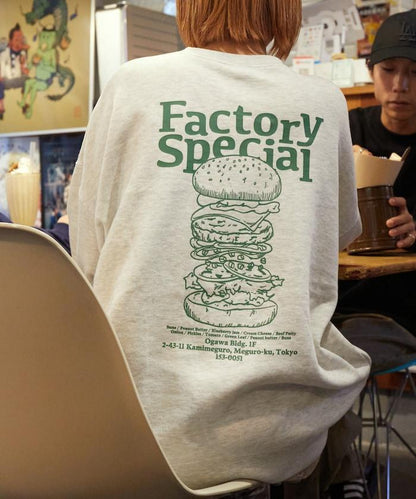 Burger Factory×FREAK'S STORE 漢堡工廠 聯名 大尺寸 後背印花 圓領衛衣