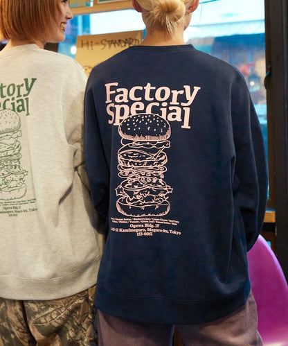 Burger Factory×FREAK'S STORE 漢堡工廠 聯名 大尺寸 後背印花 圓領衛衣