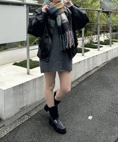多色格子圍巾