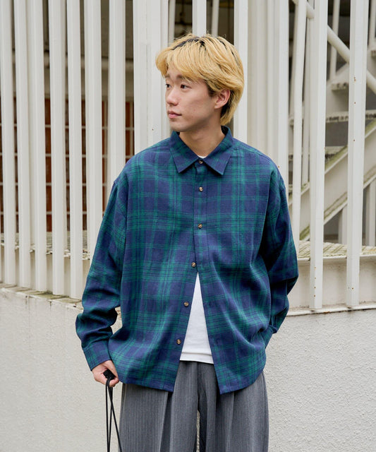 【WHIMSIC】法蘭絨格紋常規領襯衫