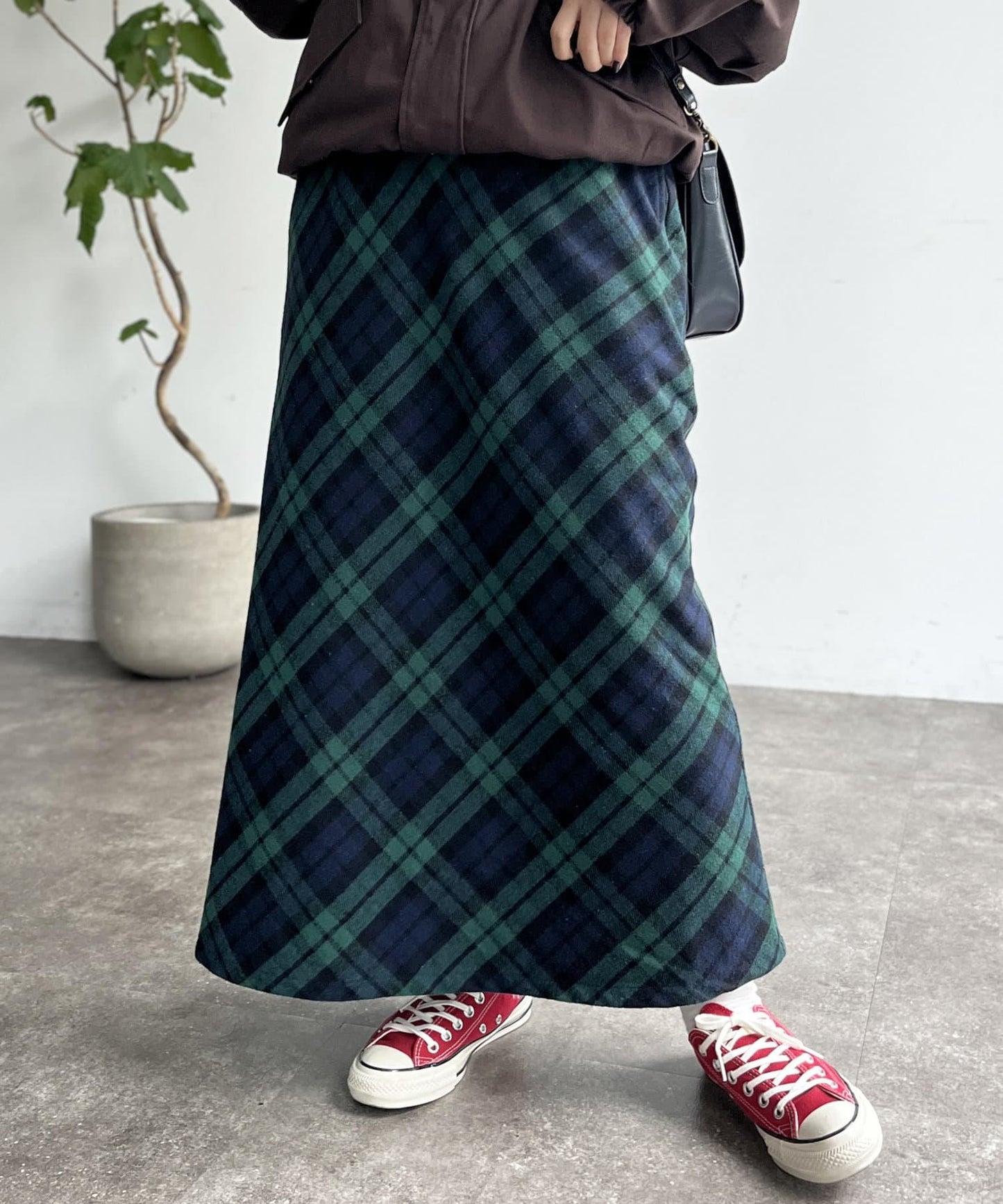 格紋長裙