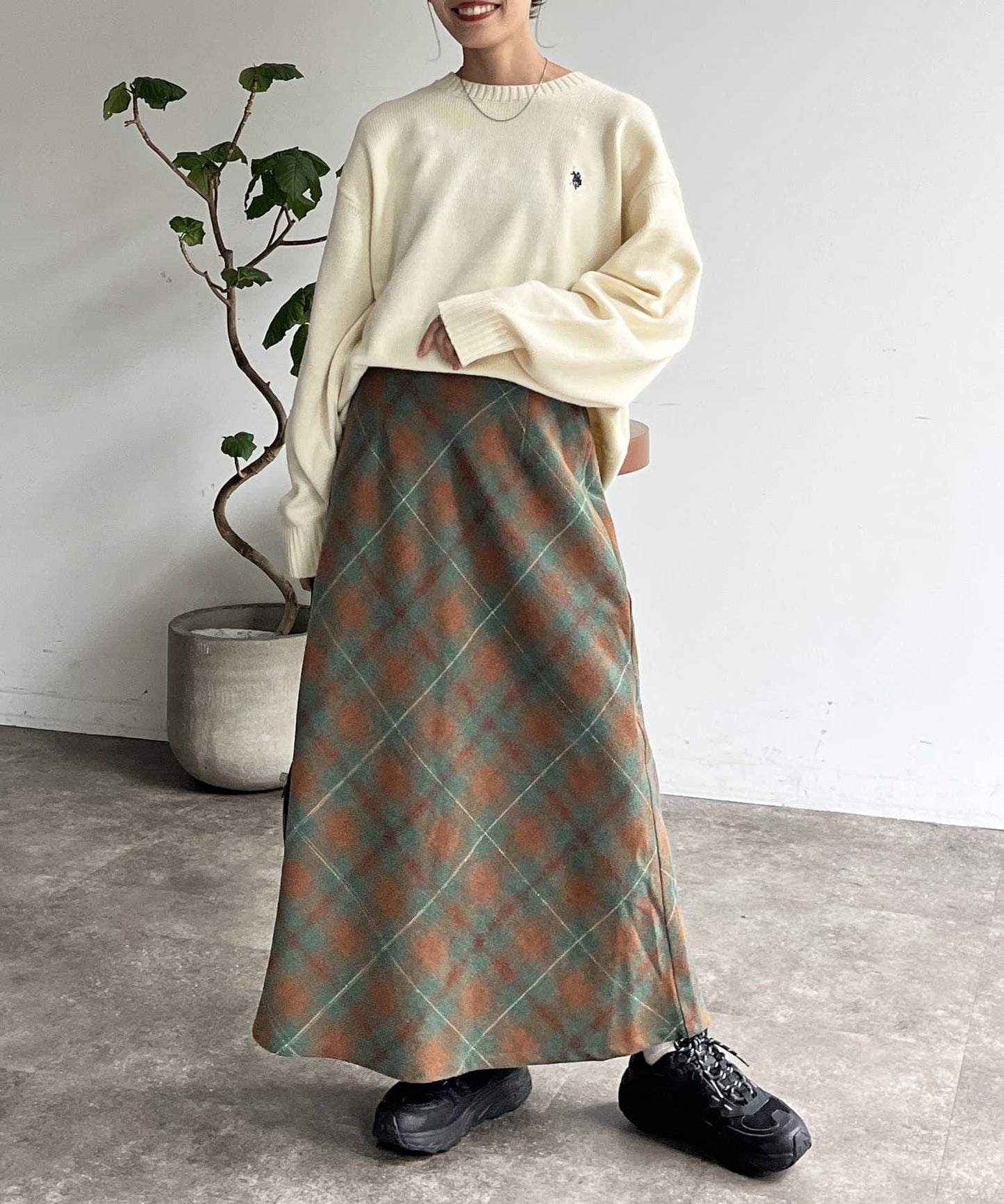 格紋長裙