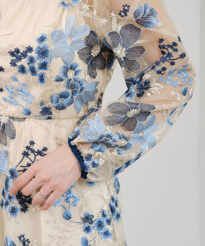 刺繡薄紗連衣裙