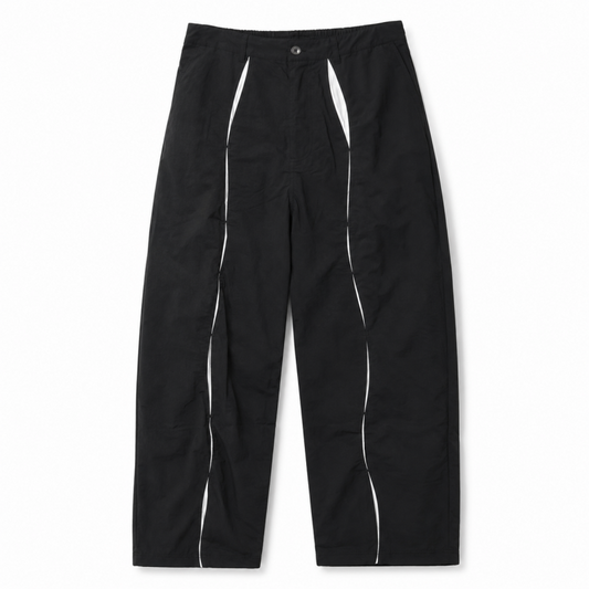 VISION STREET WEAR 尼龍波浪拼接褲 黑色 (CB4559BK)
