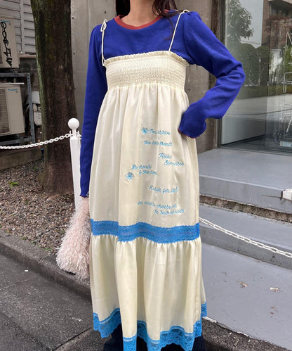 【HELLO.SANFRANCISCO】2WAY緞面刺繡蕾絲裙