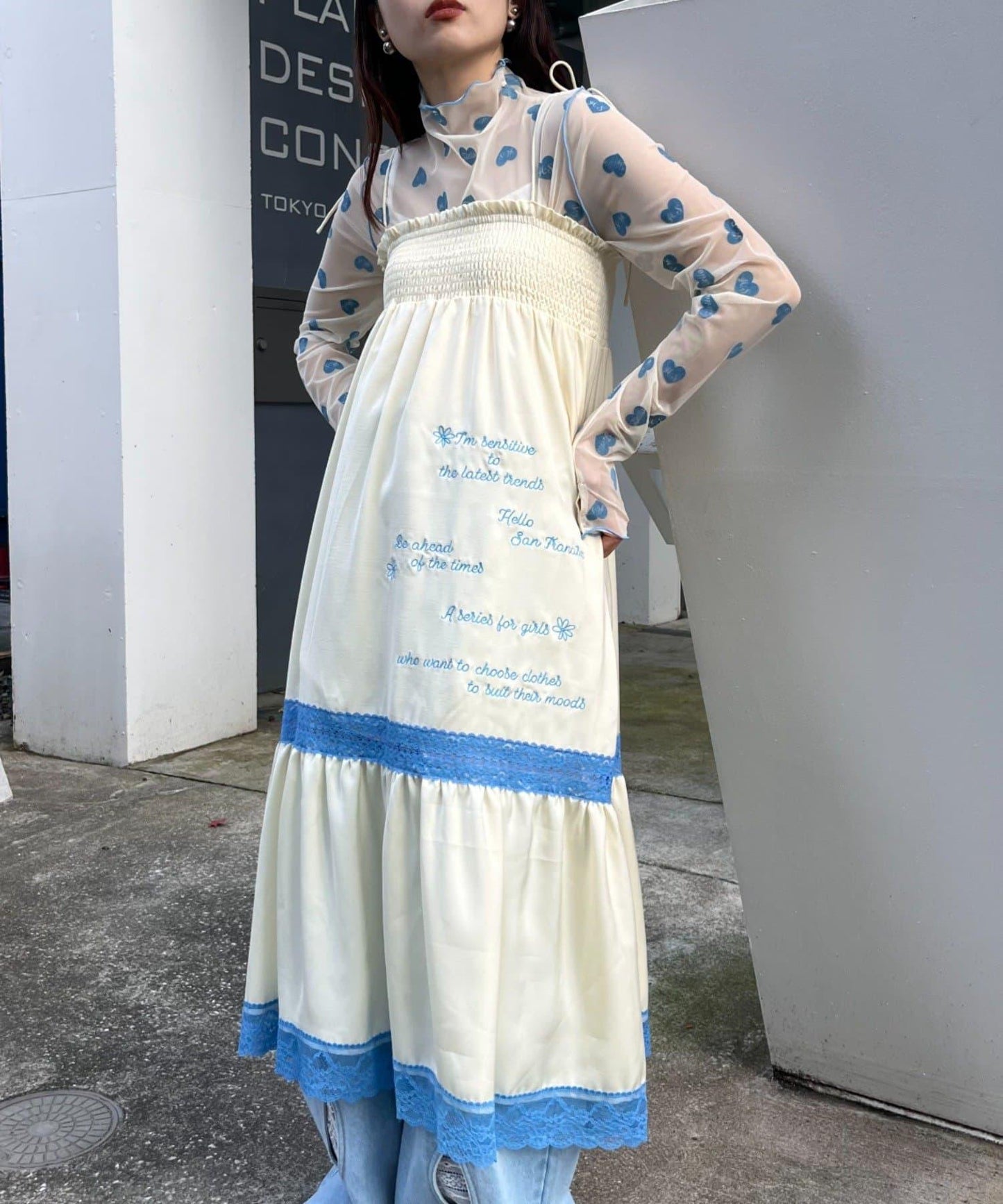 【HELLO.SANFRANCISCO】2WAY緞面刺繡蕾絲裙