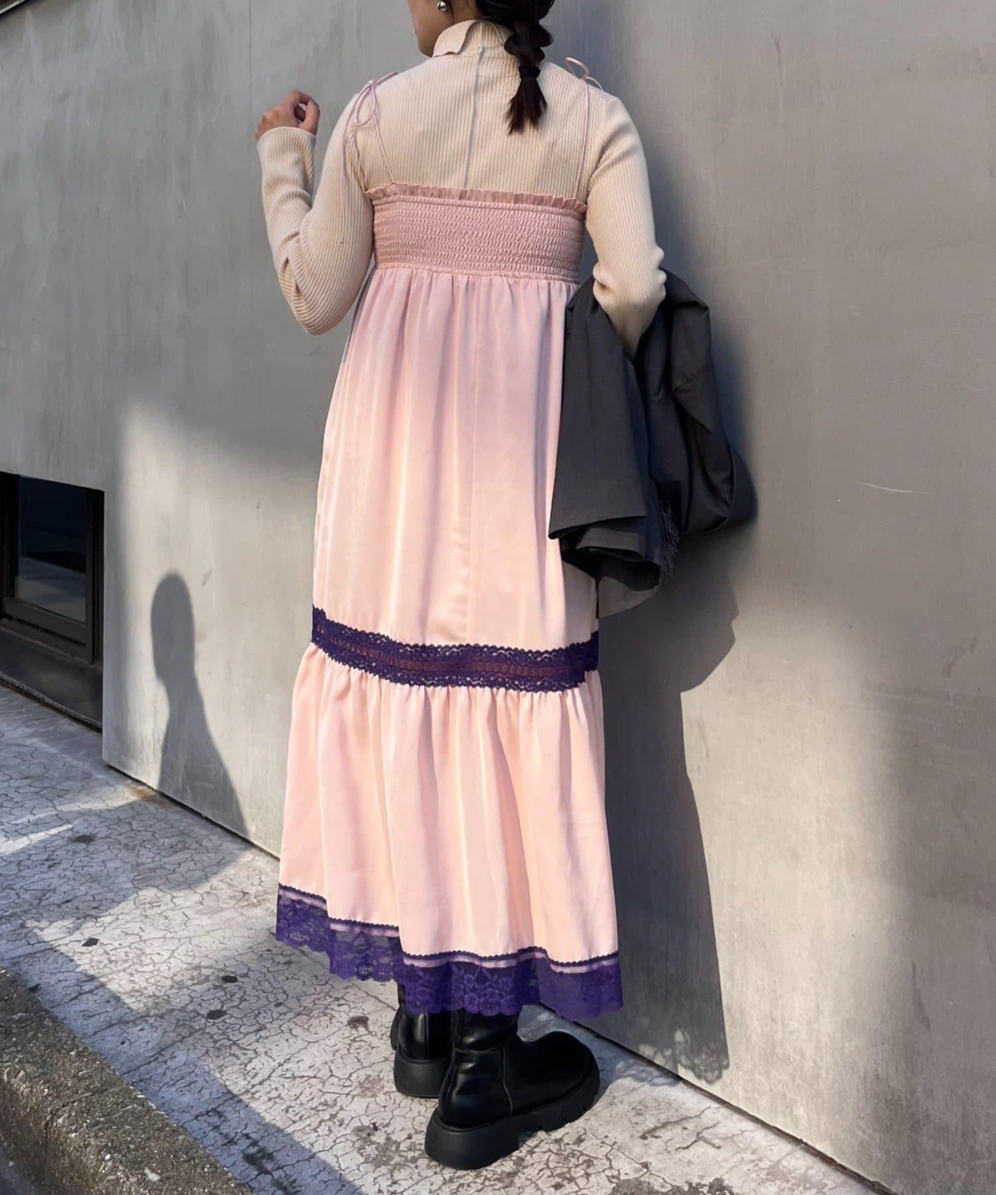 【HELLO.SANFRANCISCO】2WAY緞面刺繡蕾絲裙