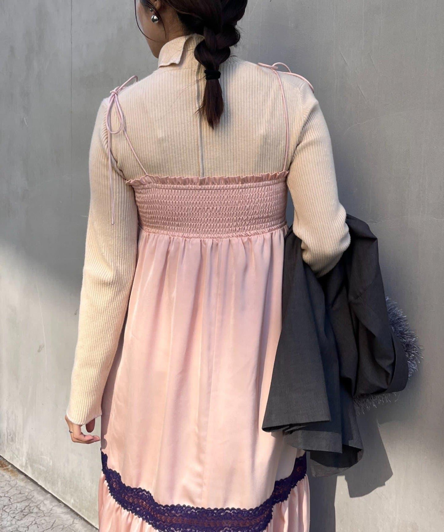 【HELLO.SANFRANCISCO】2WAY緞面刺繡蕾絲裙