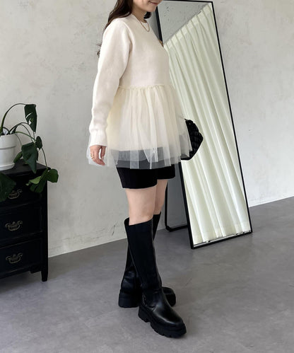 下襬蕾絲針織衫