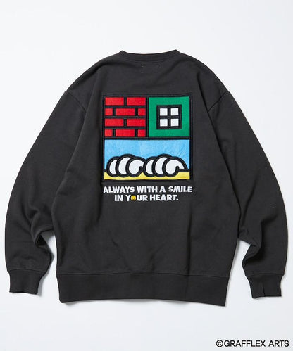 版 GRAFFLEX SMILE EVERYDAY3 背部刺繡毛氈設計 圓領衛衣