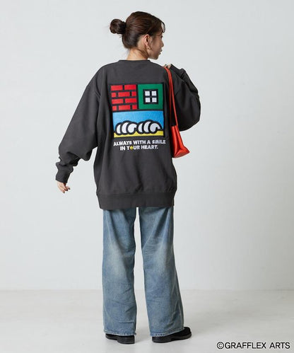版 GRAFFLEX SMILE EVERYDAY3 背部刺繡毛氈設計 圓領衛衣