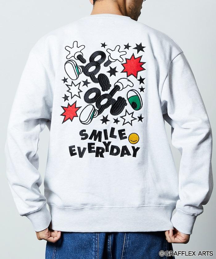 版 GRAFFLEX SMILE EVERYDAY1 背部刺繡毛氈設計 圓領衛衣