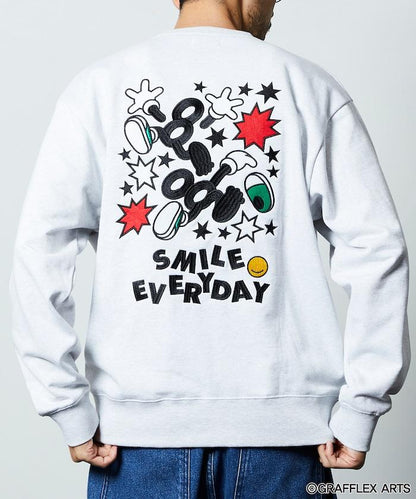 版 GRAFFLEX SMILE EVERYDAY1 背部刺繡毛氈設計 圓領衛衣