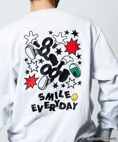 版 GRAFFLEX SMILE EVERYDAY1 背部刺繡毛氈設計 圓領衛衣