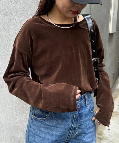 側開叉透視絨面透視上衣