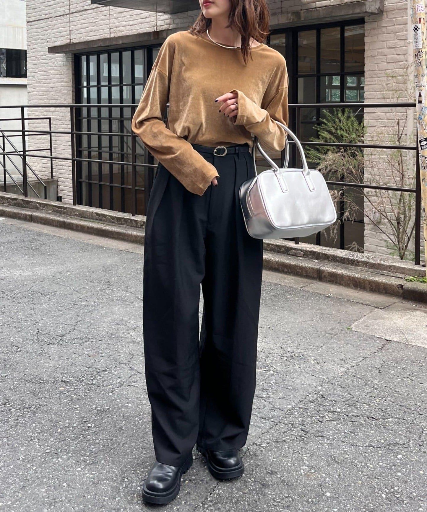 側開叉透視絨面透視上衣