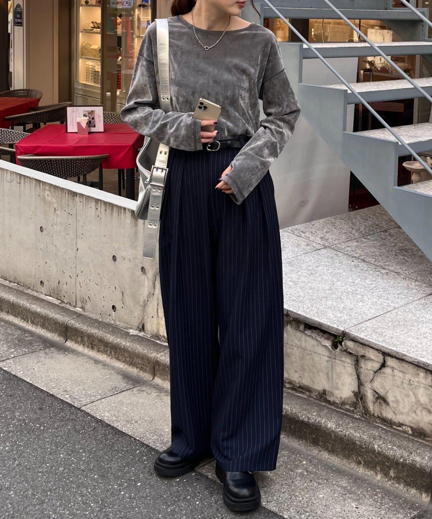 側開叉透視絨面透視上衣
